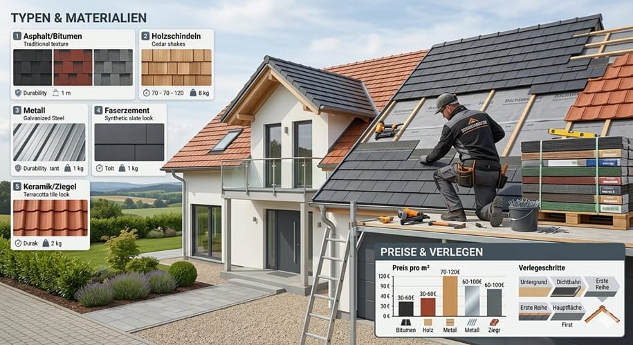Dachschindeln: Typen, Materialien, Preise & Verlegeanleitung