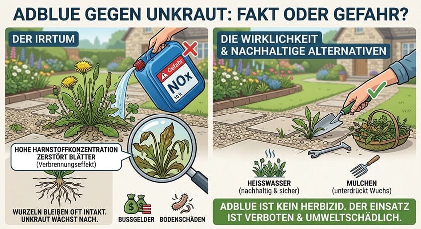 AdBlue gegen Unkraut: Wirkung, Risiken & was wirklich erlaubt ist