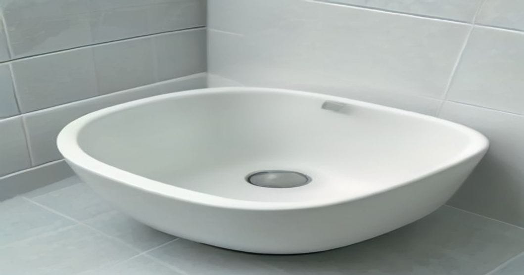 
                               Waschbecken mit stehendem Wasser, das nicht abläuft
                              