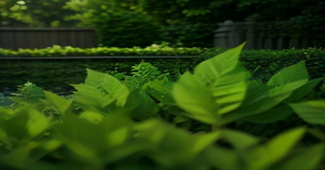 
                               Frisch geschnittene Hainbuchenhecke in Trapezform im Garten
                              