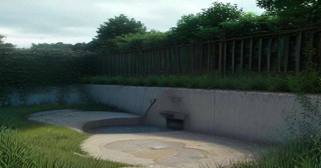 
                               Betonzisterne wird in eine ausgehobene Grube im Garten eingesetzt
                              