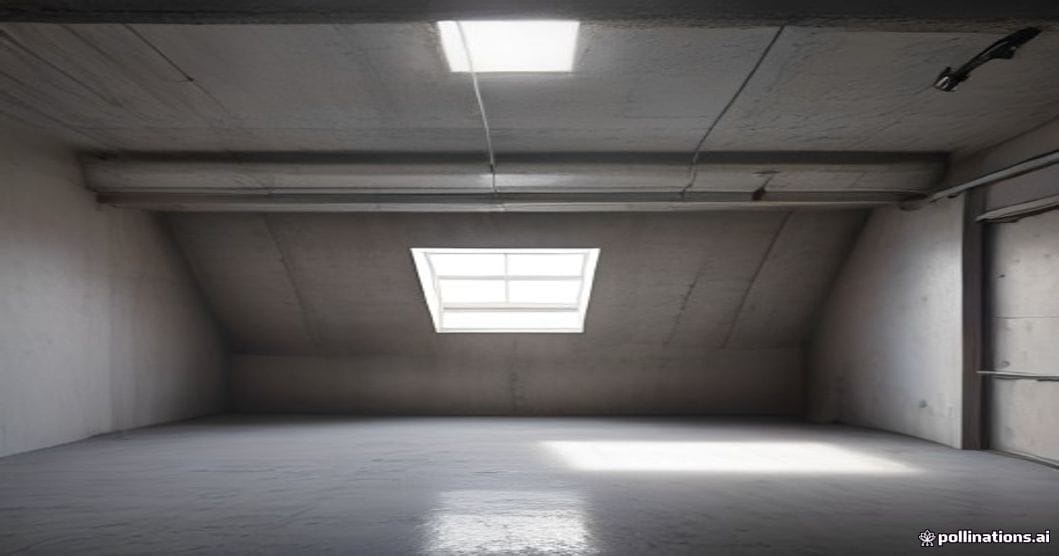 
                               Kellerdecke zur Hälfte mit weißen Dämmplatten beklebt, daneben nackter Beton
                              