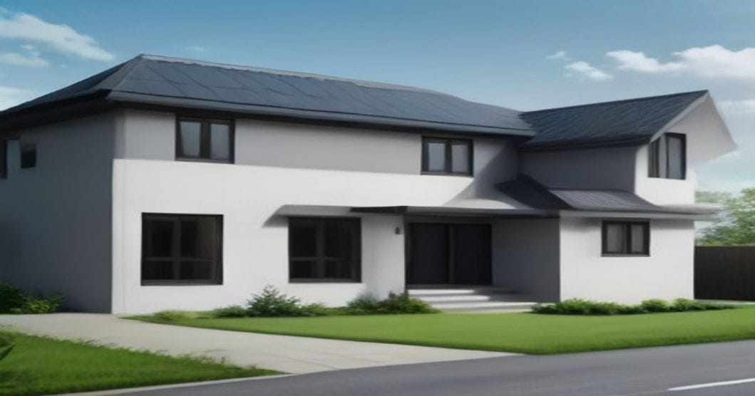 
                               Modernes Effizienzhaus mit Photovoltaik und Waermepumpe
                              