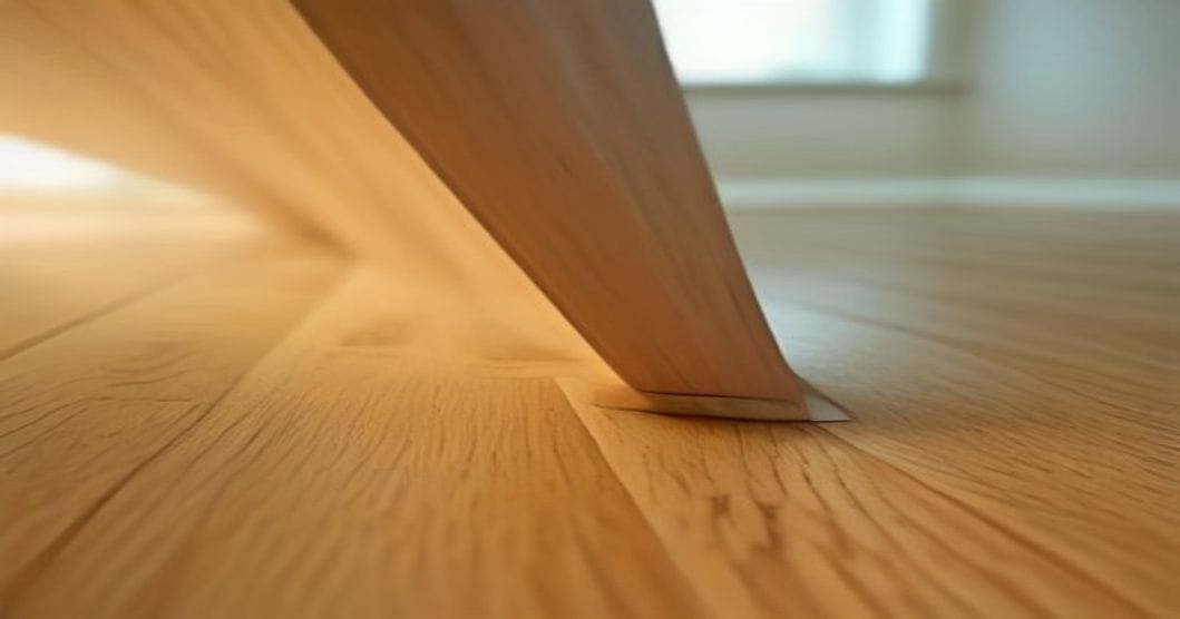 
                               Klick-Vinyl-Diele wird beim Vinylboden verlegen in die Vorreihe eingeklickt
                              