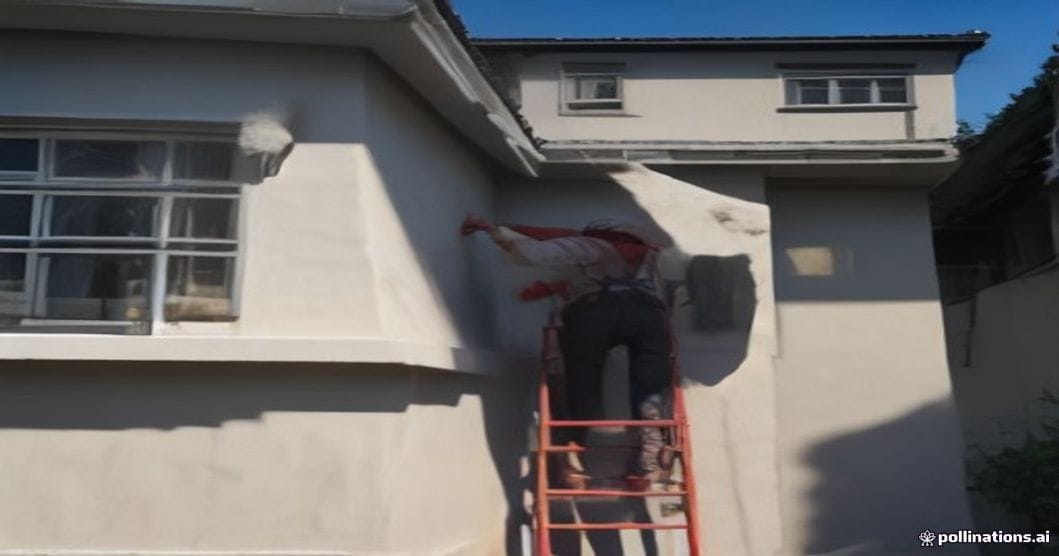
                               Fassade wird mit Außenputz verputzt
                              